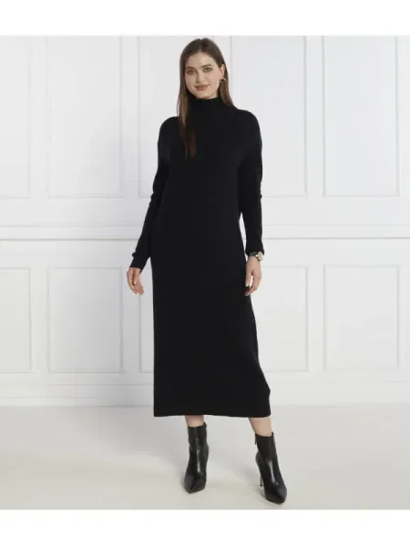 Tommy Hilfiger Rochie MD WOOL CASH ROLL-NK cu adaos de cașmir negru