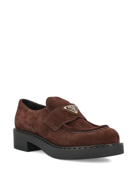 Pantofi loafer Prada din piele de căprioară maro