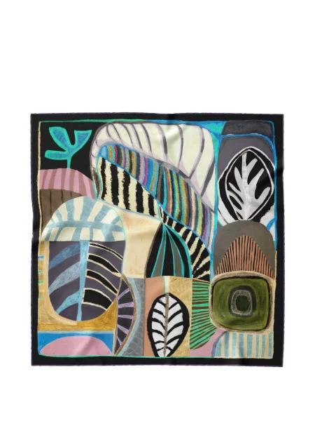 Fular Elizabetta cu imagine cu imprimeu abstract negru