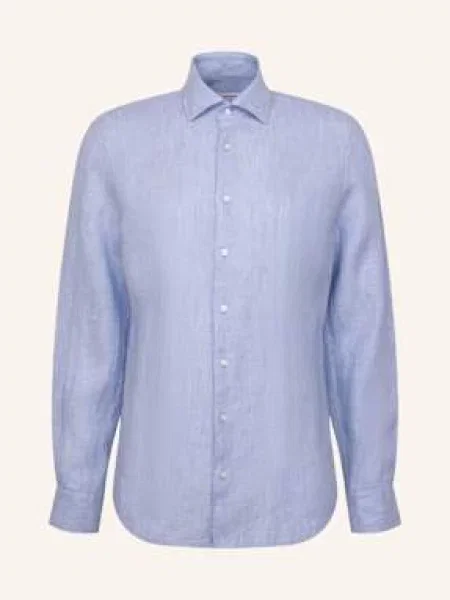 Seidensticker Koszula Lniana O Kroju Slim Fit blau niebieska