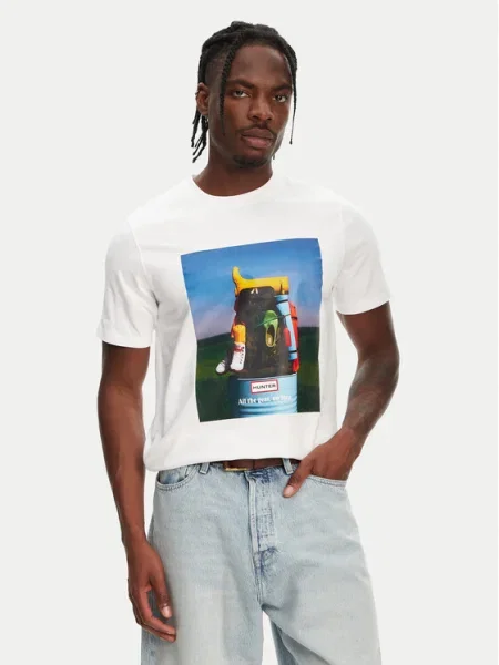 Hunter Tricou Brodie Graphic alb