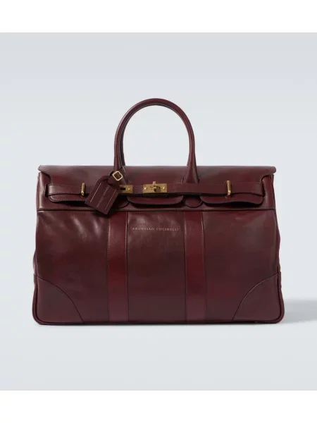 Usnjena torba Brunello Cucinelli bordo