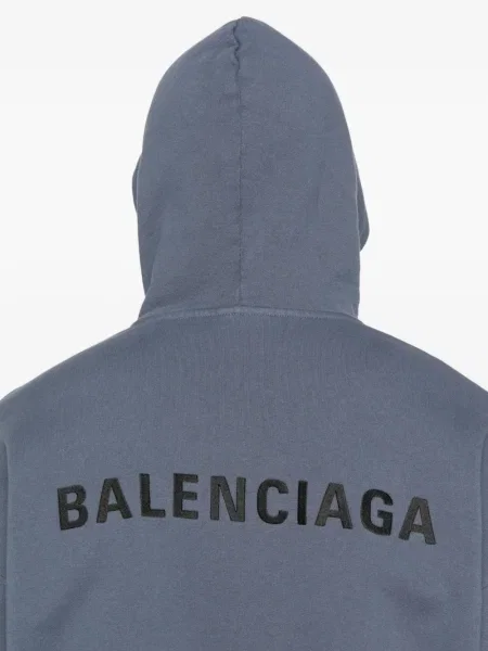 Суичър с качулка Balenciaga с принт синьо