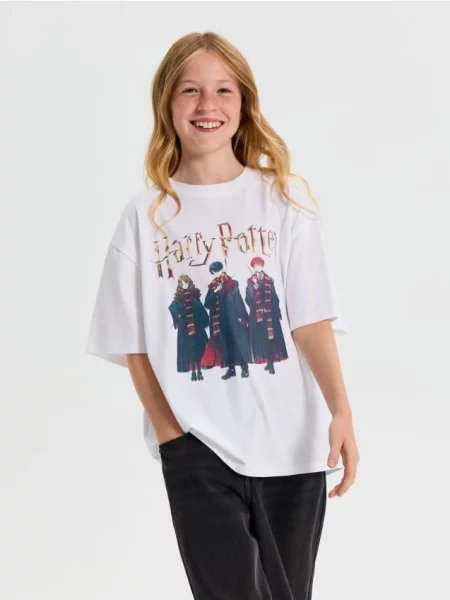 Sinsay oversize tričko s potiskem Harry Potter bílá