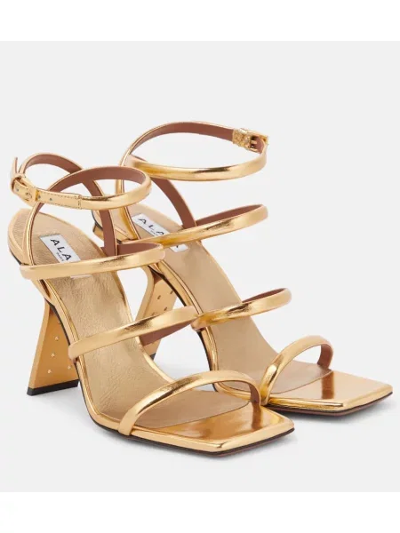 Sandały Alaã¯a skórzane złote