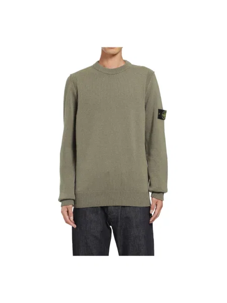 Sweter Stone Island wełniany z kamieniami szary