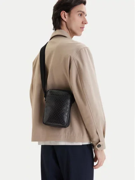 Calvin Klein Saszetka Emblem Aop Coated Slim Reporter czarny