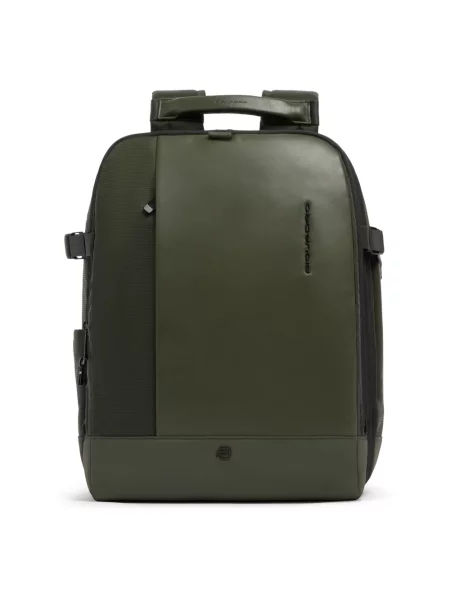 Torba na laptopa Piquadro skórzana pikowana zielona
