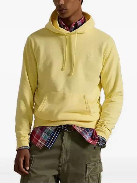 Pletená kostkovaná košile Polo Ralph Lauren s kapucí hnědá