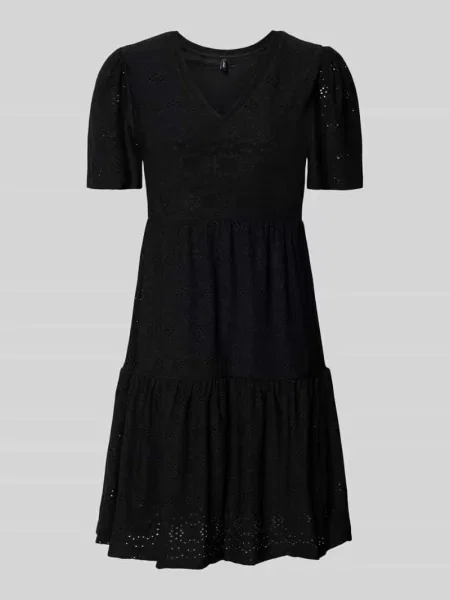 Sukienka mini casualowa z wyhaftowanym wzorem model SMILLA LIFE' Only czarna