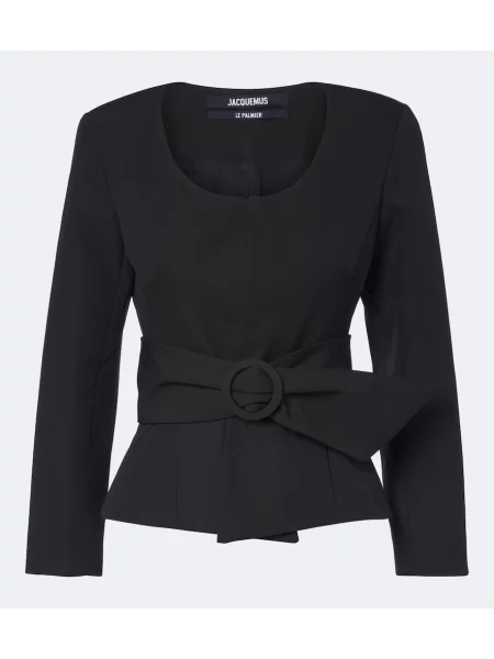 Cu centură geacă Jacquemus de lână negru