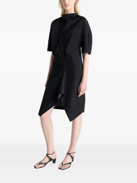 Rochie tip cămașă Lemaire asimetrică de costum mini negru