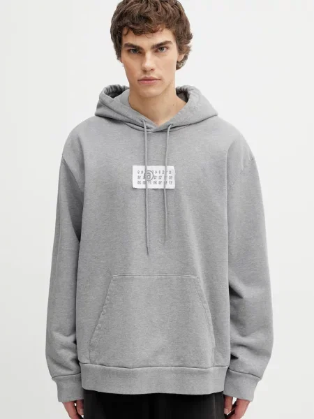 Maison Margiela pulover s kapuco bombažen siva