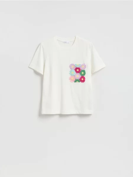 Reserved Tricou cu broderie alb