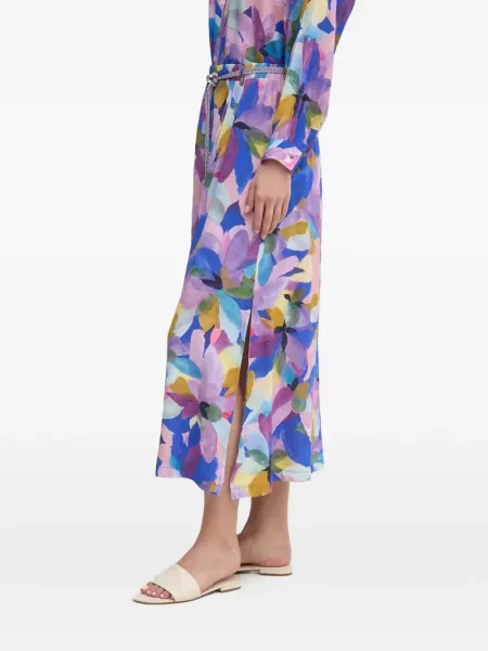 Gėlėtas raštuotas midi sijonas La Petite Française iki kelių mėlyna