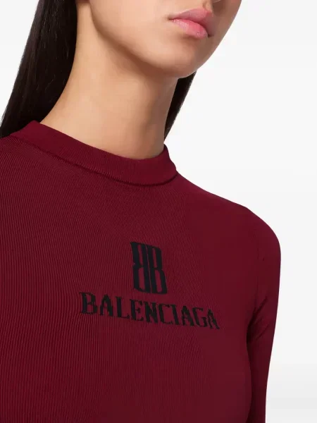 Pulover Balenciaga cu imagine roșu