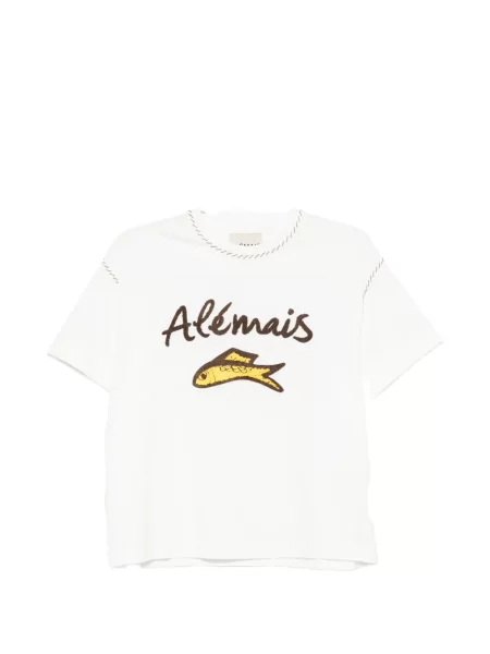 Tricou Alemais cu broderie alb
