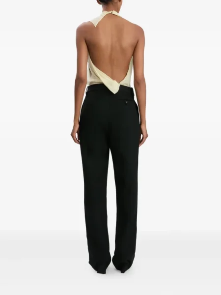 Top Victoria Beckham de mătase drapat gri