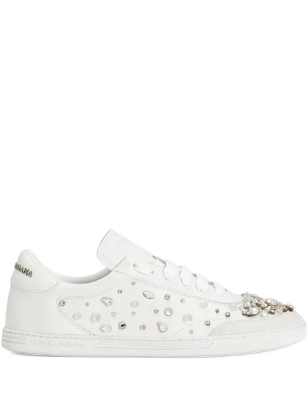 Sneakerși Dolce & Gabbana din piele de cristal alb