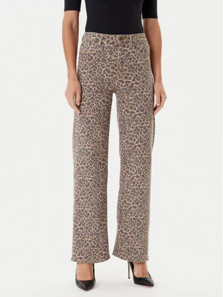 Guess Jeans hlače Wide Leg rjava