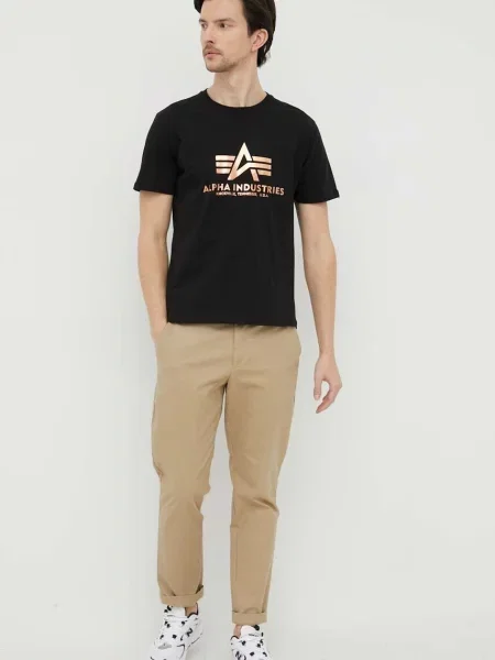 ALPHA INDUSTRIES Tričko zlatá čierna