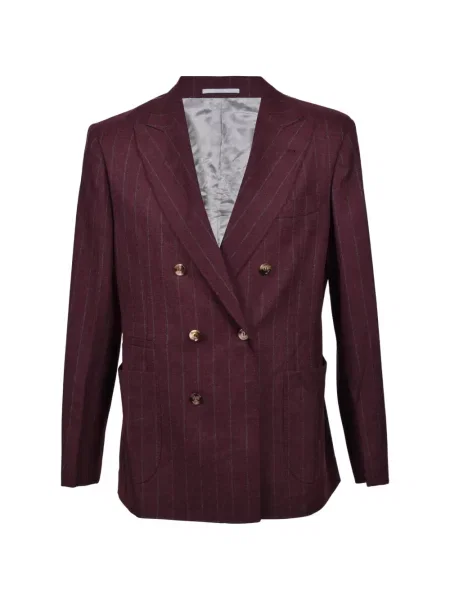 Costum Brunello Cucinelli cu două rânduri de nasturi roșu