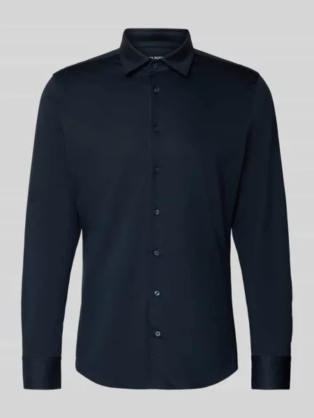 Koszula biznesowa o kroju slim fit z kołnierzykiem typu kent Roy Robson granatowa