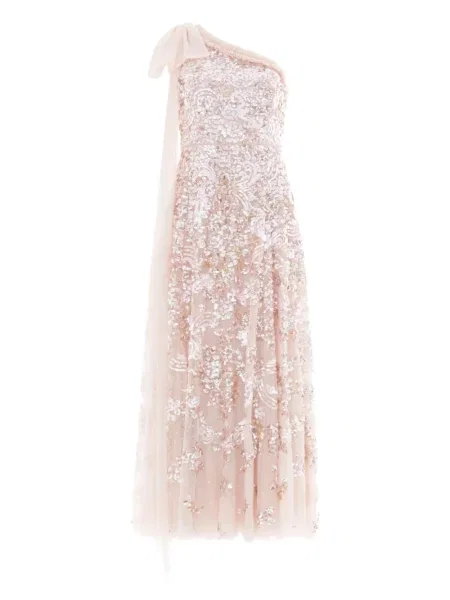 Sukienka midi Needle & Thread z kokardką do kolan na jednym ramieniu