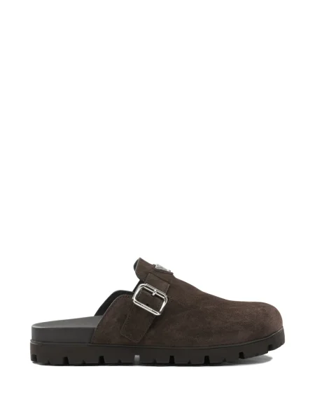 Pantofi loafer Prada cu cataramă cu bretele maro