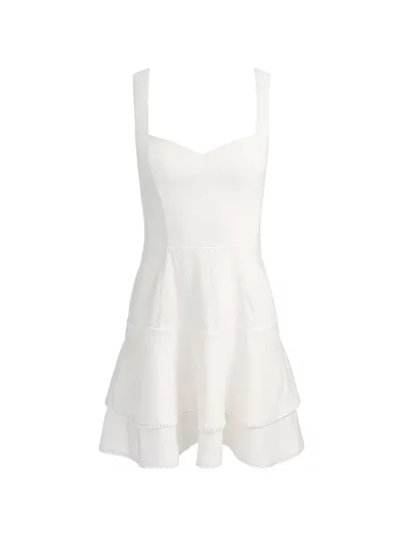 Rochie mini Alice + Olivia cu pompoane alb