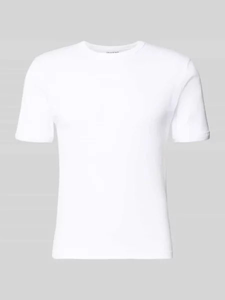 T-shirt w prążkowaniu z okrągłym dekoltem Jake*s Studio Men biała