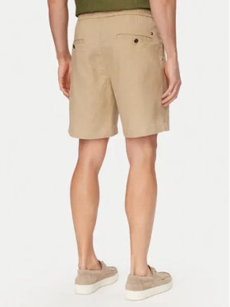 Tommy Hilfiger Lněné Šortky Dover Regular Fit béžová
