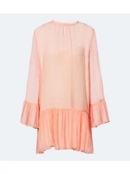 Rochie Ulla Johnson de mătase cu volane portocaliu