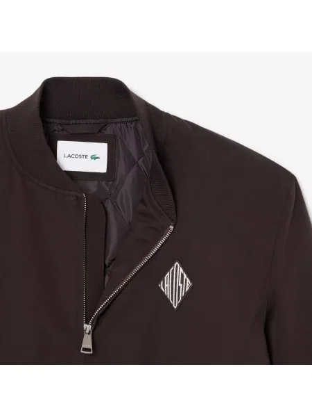 Lacoste Kurtka Bomber Ze Stójką Ciemnobrązowa brązowy
