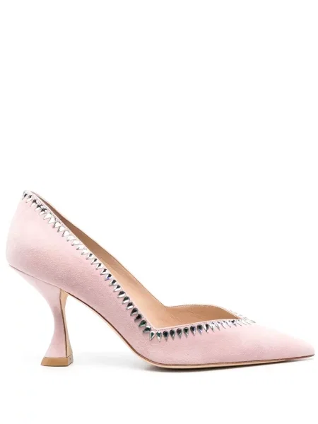 Pantofi cu toc Stuart Weitzman din piele de căprioară de cristal roz