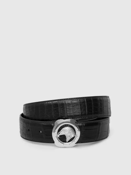 Кожаный ремень Stefano Ricci с ремешками черный