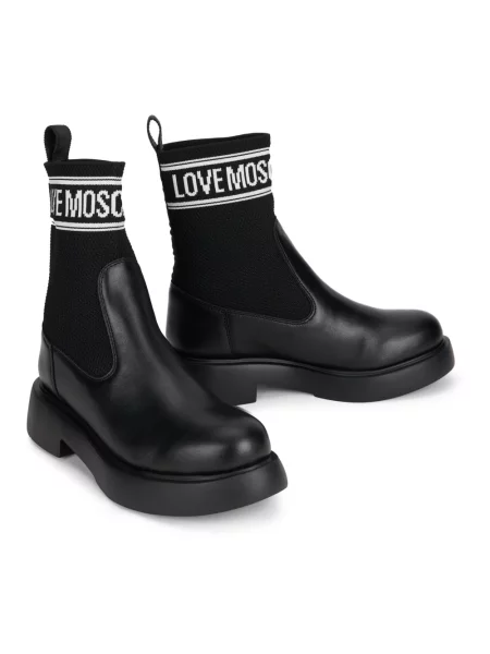 Botki Love Moschino skórzane czarne