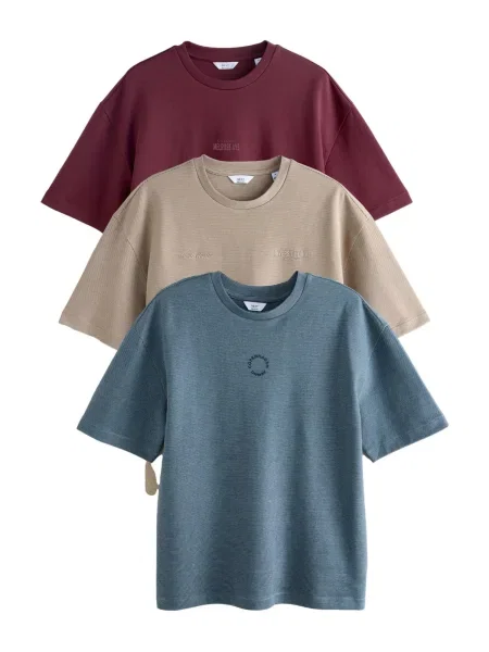 Next Majica modra / greige / temno rdeča