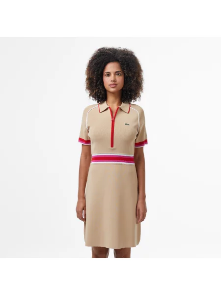 Lacoste сукня Classic Fit бежева