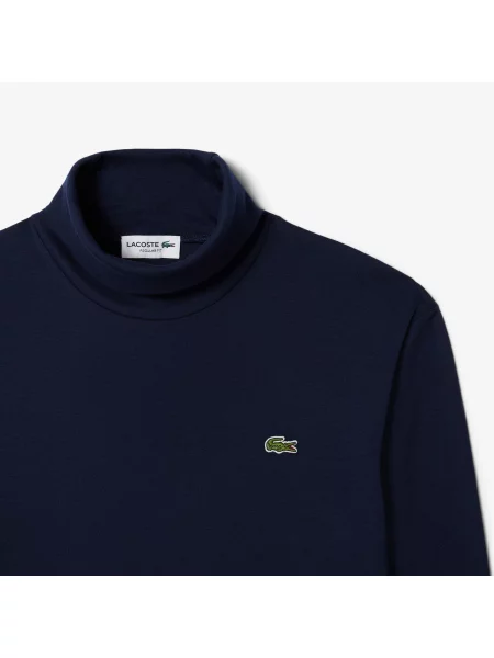 Lacoste Koszulka Z Długim Rękawem I Podwiniętym Dekoltem granatowa