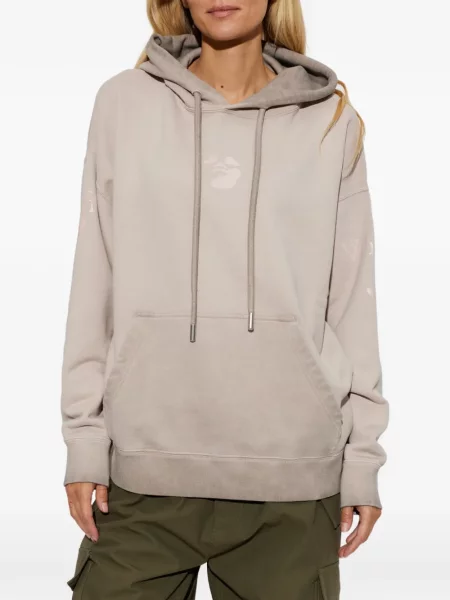 Hanorac cu glugă Off-white cu imagine alb