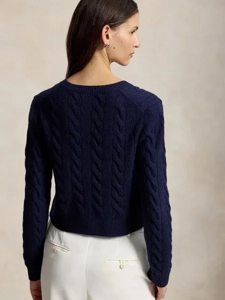 Polo Ralph Lauren kardigán dámsky vlnený modrá