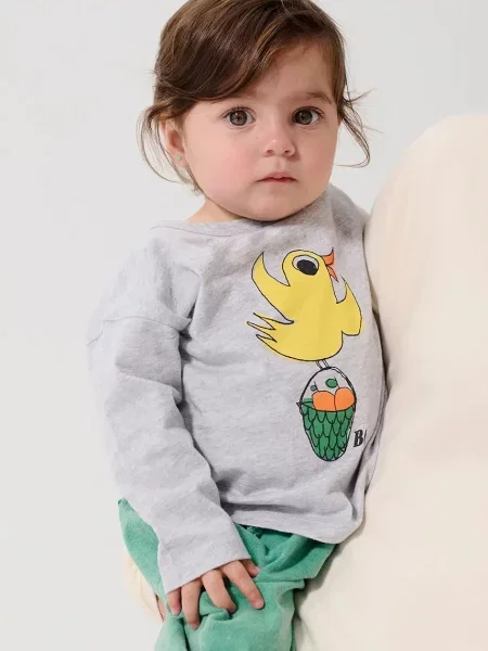Bobo Choses tričko s dlouhým rukávem Flying Oranges šedé