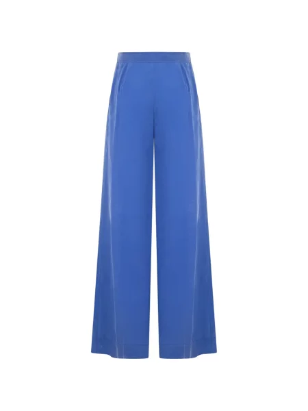 Pantaloni Alberta Ferretti de mătase albastru
