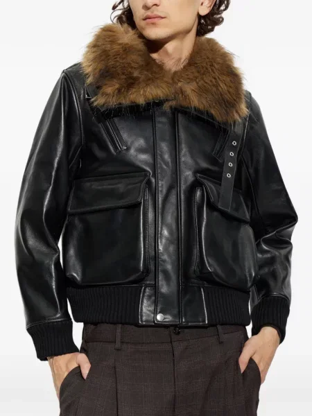 Gulerat geanta de piele Sacai negru