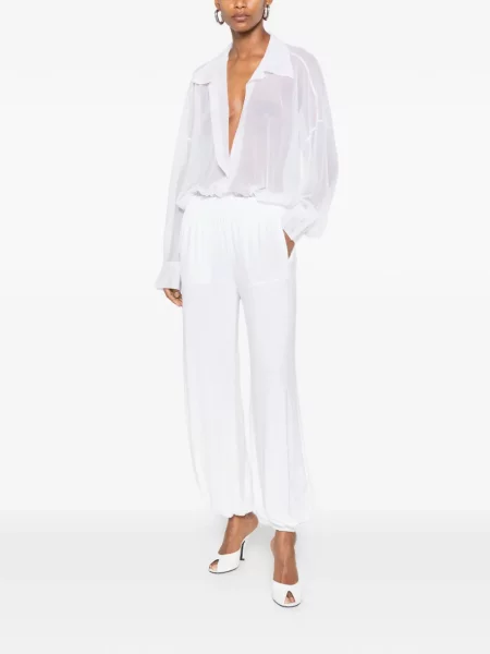 Pantaloni Norma Kamali alb