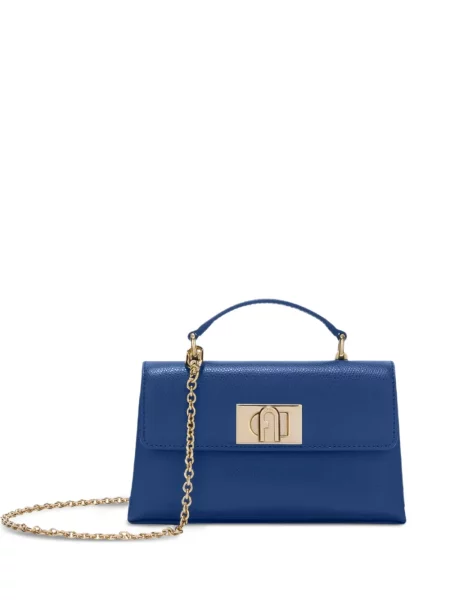 Geanta de piele Furla din piele albastru