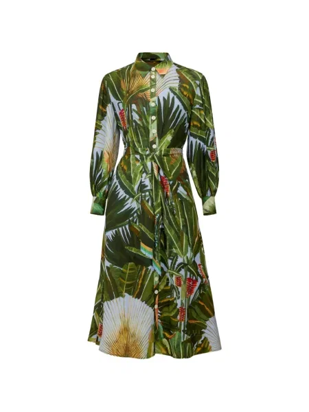Rochie midi Farm Rio cu model floral până la genunchi de costum verde