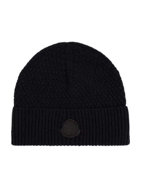 Czapka Moncler wełniana niebieska