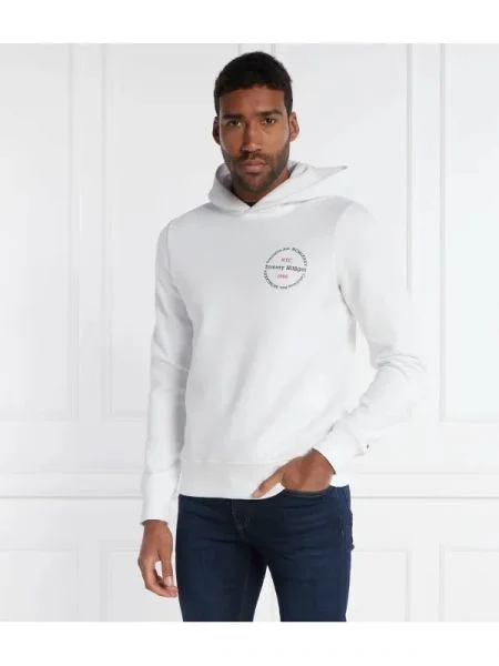 Tommy Hilfiger Pulóver ROUNDEL HOODY fehér